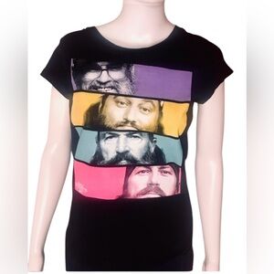 Duck Dynasty Womens Black Short-sleeved Pullover T-shirt Size Large